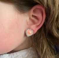 Clip oorbellen Roze strass hartje