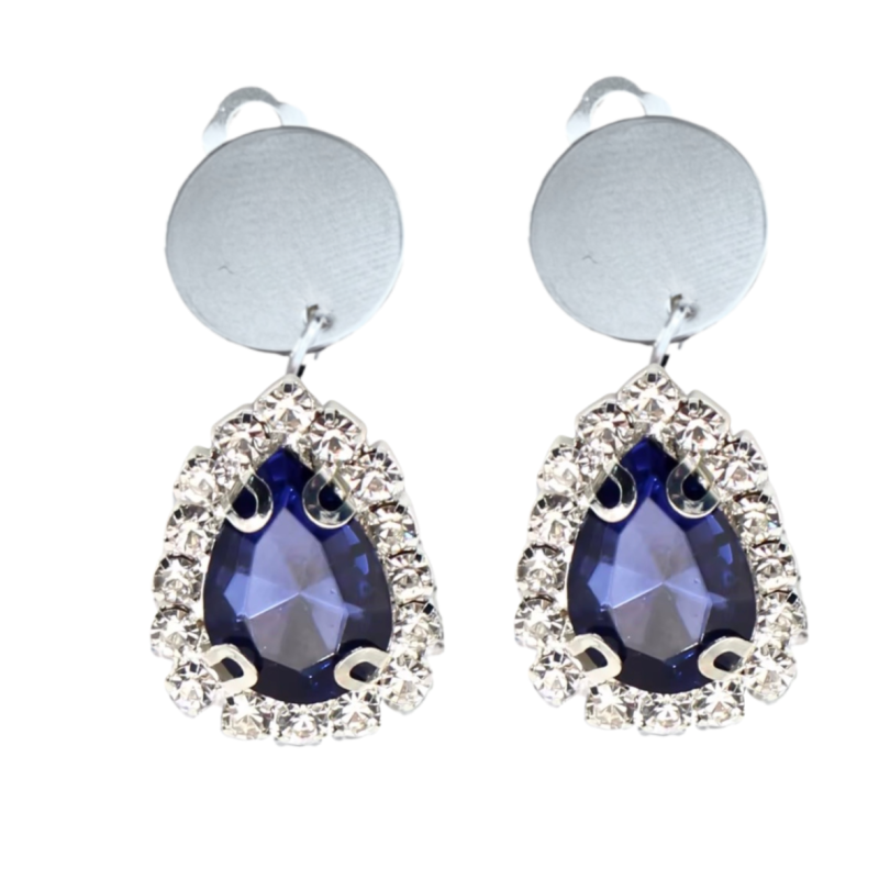 Clip oorbellen Blauw Strass Solange 3.5 cm
