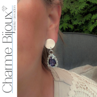 Clip oorbellen Blauw Strass Solange 3.5 cm