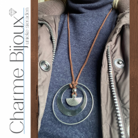 Ketting-Laura-Bruin-Metaal-Suede-Dames-Allergievrij-90 cm