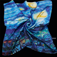 Sjaal-Sterrehemel-Shawl-Blauw-Polyester-55 x 55 -Schilderij