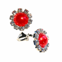 Klem oorbellen strass  zilverkleur