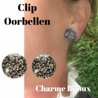 Clip Oorbellen- Zwart Wit- 2 cm- Geen gaatje- Rond