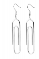 2 Paar oorbellen veiligheidspeld  Paperclips Zilverkleur