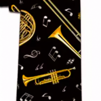 Stropdas- Blaas instrumenten- Trompet- Schuif trompet- Zwart- Goudkleurig- Polyester