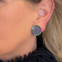 Clip oorbellen  2 cm Paars Groen