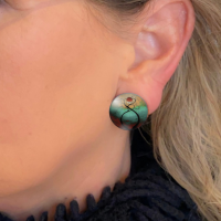 Clip oorbellen  2 cm groen Geel