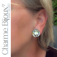 Clip oorbellen 2 cm Wit Zwart