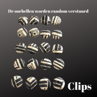 Clip oorbellen zwart -ecru 17.5 mm- Random