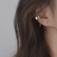 Oorklem Zilver helix kettinkje breed