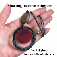 ketting -Irin-ronde hanger- metaal -hout -blauw-bruin