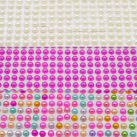150 Plakoorbellen- Parel- Midden roze- Wit- Multi- 5 mm- Geen gaatjes