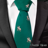 Stropdas groen paard polyester