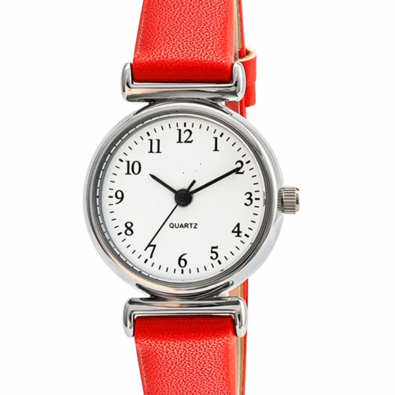 Horloge- Rood-2.5  cm- Leer-Eva- Cijfer aanduiding