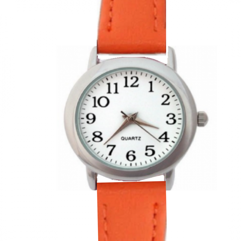 Horloge-Oranje-Ster-Eenvoudig-3 cm-Leer-Smalle Pols
