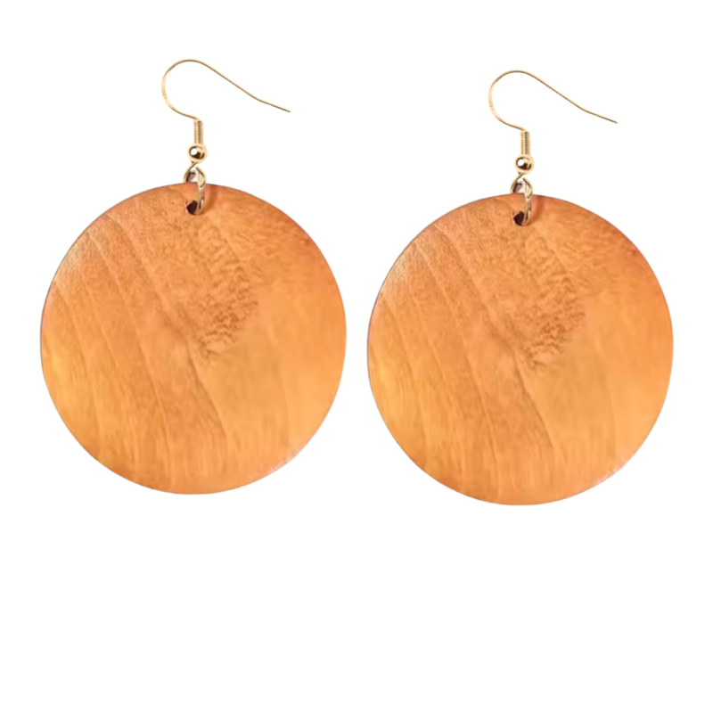 Zilveren oorbellen  roest bruin hout  6 cm Tordis