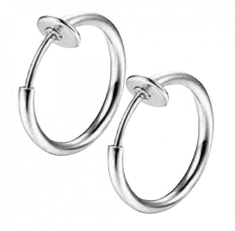 Klem Oorbellen-Zilverkleur- Ringen-16 mm-Geen gaatje