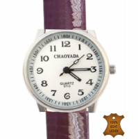 Horloge- 29 mm- Paars Lak   Chaoyada  genuine leatherbandje