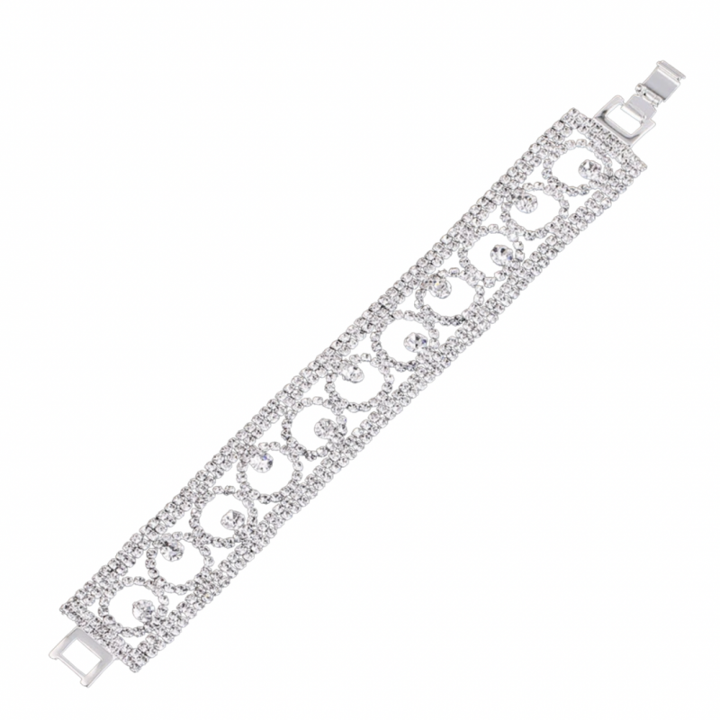Armband- Alexandra- Strass- Zilverkleurig- 17.5 cm