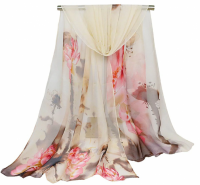 Sjaal- Polyester- 140x40 cm bruin beige roze