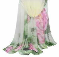 Sjaal- Polyester- 140x40 cm Groen roze