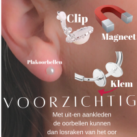 Magneet oorbellen- 1 cm- Zilverkleur- Rond