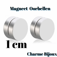 Magneet oorbellen- 1 cm- Zilverkleur- Rond
