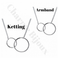 2-Delige Set Odi- Ketting met armband- Zilver- Cirkel- Minimalistisch