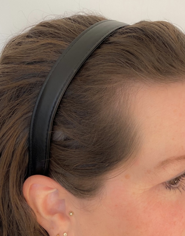 Haarband Leer zwart 2 cm