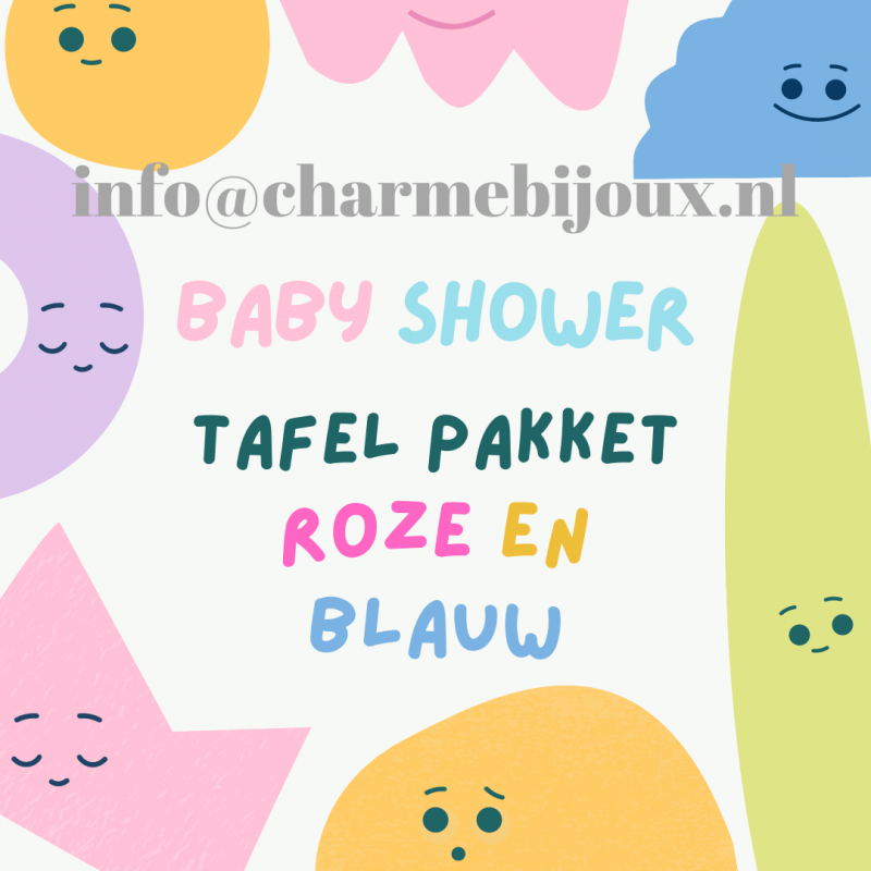 70-Delig-Babyshower - Tafel versiering-Pakket-Jongen en meisje- Roze en Blauw