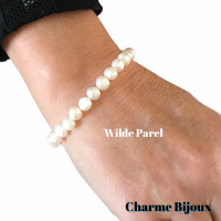 Armband-Wilde Parel-Ivoor-17 tot 20 cm
