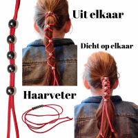 Haarveter-Roze-Zilverkleur Kralen-Suede