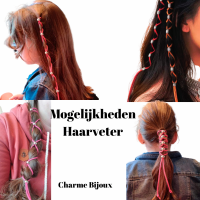 Haarveter-Roze-Zilverkleur Kralen-Suede