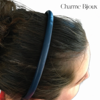 Haarband Leer Blauw 1 cm