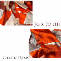 Sjaal-Bruin-Roestbruin-Ecru-70x70 cm-Polyester