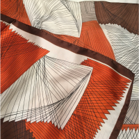 Sjaal-Bruin-Roestbruin-Ecru-70x70 cm-Polyester