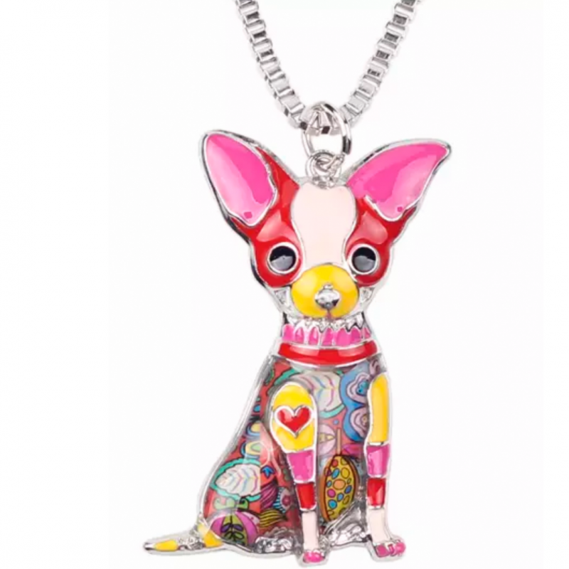 Ketting-chihuahua-Emaille-Roze-Metaal