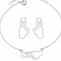 2-Delig-Armband met Oorbellen-Hand Zilver