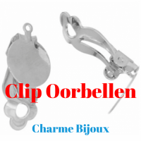 Clip Oorbellen-Gekleurde Bloem-Rood-2 cm