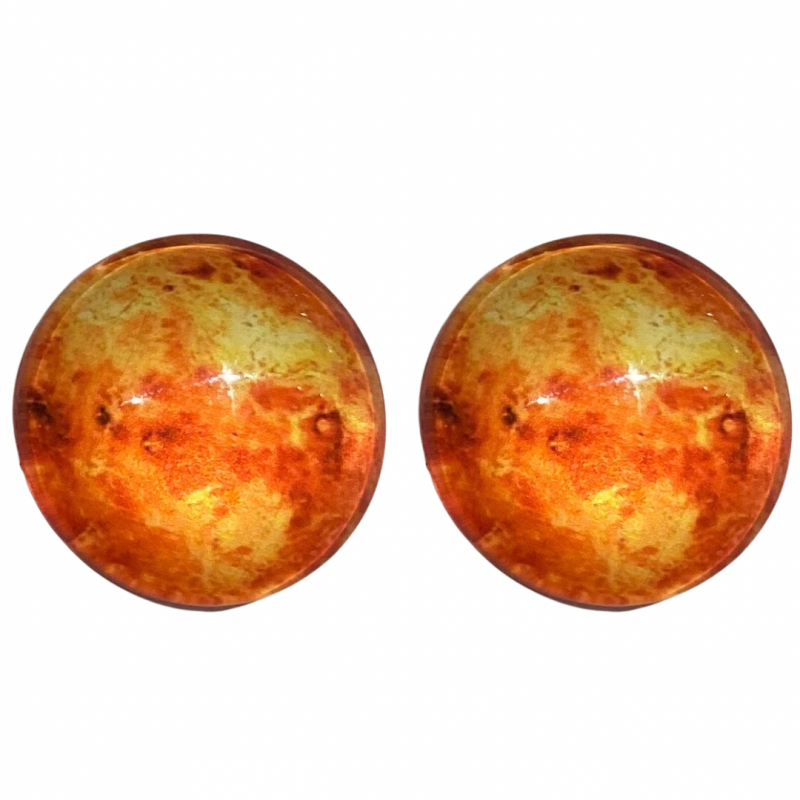 Clip Oorbellen- Flame-Bruin Oranje- 2 cm