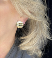 Clip Oorbellen sunrise 2 cm wit geelgoud