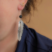 Zilver Oorbellen veren Zilverkleur Metaal 6 cm
