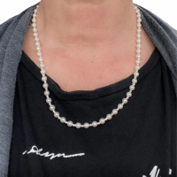 Ketting Parel 5 mm Zilverkleurig kralen  45 cm synthetische
