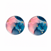 Clip Oorbellen- Blauw- Roze-2 cm