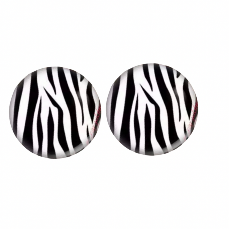 Clip Oorbellen-Zwart Wit-Zebra-2 cm