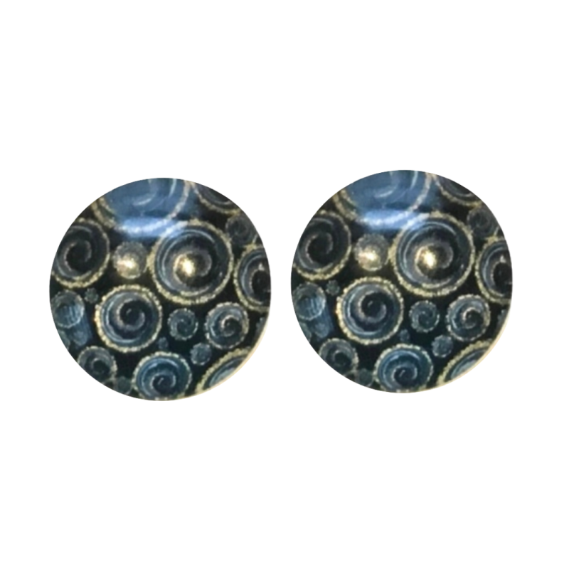 Clip Oorbellen Blauw  Cirkel  2 cm