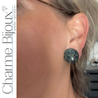Clip Oorbellen Blauw  Cirkel  2 cm