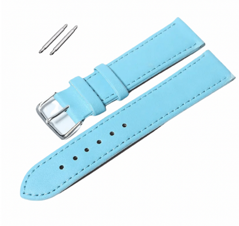 Horlogebandje- 20 mm- licht blauw leer