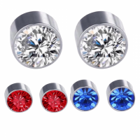 3 Paar- Magneet oorbellen-7 mm- Wit- Rood- Blauw
