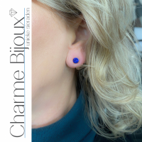 3 Paar- Magneet oorbellen-5 mm- Wit-Midden Blauw- Roze